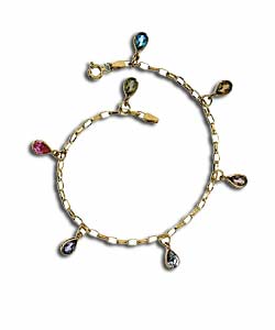 9ct Gold Crystal Charm Bracelet