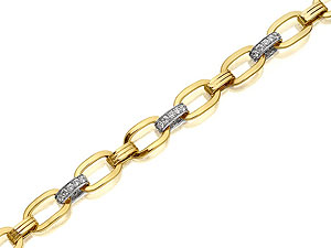 Unbranded 9ct-Gold-Cubic-Zirconia-Chunky-Link-Bracelet-078360