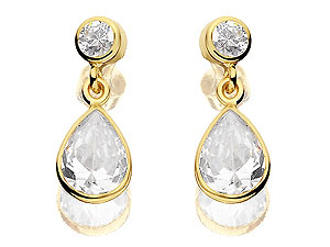 Unbranded 9ct-Gold-Cubic-Zirconia-Drop-Earrings--073172