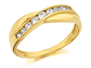 Unbranded 9ct-Gold-Cubic-Zirconia-Half-Eternity-Crossover-Ring-186111
