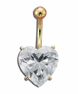 9ct Gold Cubic Zirconia Heart Body Bar