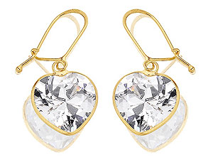 Unbranded 9ct-Gold-Cubic-Zirconia-Heart-Earrings-071211