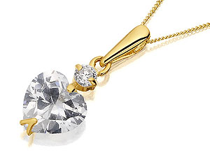 Unbranded 9ct-Gold-Cubic-Zirconia-Heart-Pendant-and-Chain-186939
