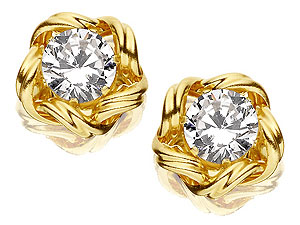 Unbranded 9ct-Gold-Cubic-Zirconia-Knot-Earrings--10mm-072716