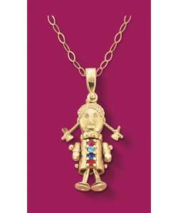 9ct Gold Cubic Zirconia Moveable Ragdoll Pendant