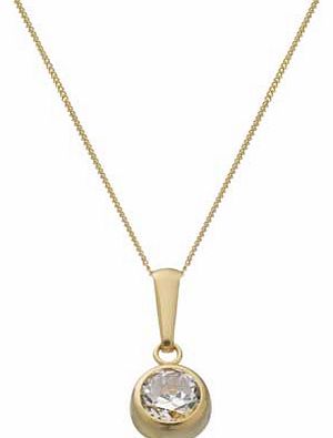 Unbranded 9ct Gold Cubic Zirconia Rubover Solitaire Pendant