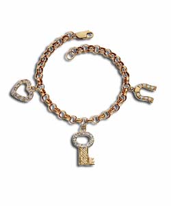 9ct Gold Cubic Zirconia Set Charm Bracelet