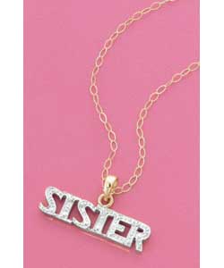 9ct Gold Cubic Zirconia Sister Pendant