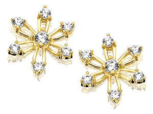 Unbranded 9ct-Gold-Cubic-Zirconia-Snowflake-Earrings--1cm-072741