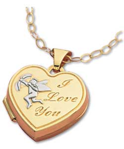 9ct Gold Cupid I Love You Heart Locket