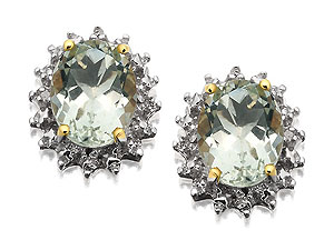 Unbranded 9ct-Gold-Diamond-And-Amethyst-Cluster-Earrings--14mm-070716