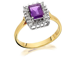 Unbranded 9ct-Gold-Diamond-And-Amethyst-Diamond-Cluster-Ring--20pts-048403