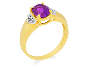 Unbranded 9ct-Gold-Diamond-And-Amethyst-Ring-180498