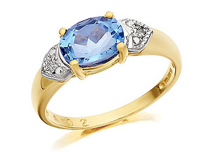 Unbranded 9ct-Gold-Diamond-And-Blue-Topaz-Ring-180405
