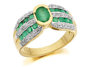 Unbranded 9ct-Gold-Diamond-And-Emerald-Bow-And-Knot-Ring--30pts-047601