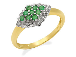 Unbranded 9ct-Gold-Diamond-And-Emerald-Cluster-Ring-047604