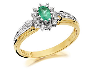 Unbranded 9ct-Gold-Diamond-And-Emerald-Cluster-Ring--10pts-047631