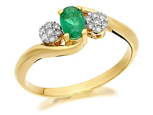 Unbranded 9ct-Gold-Diamond-And-Emerald-Crossover-Ring--10pts-047504