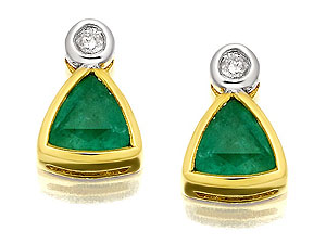 Unbranded 9ct-Gold-Diamond-And-Emerald-Earrings--6mm-070247