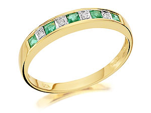 Unbranded 9ct-Gold-Diamond-And-Emerald-Half-Eternity-Ring-048221