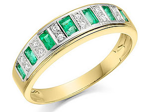 Unbranded 9ct-Gold-Diamond-And-Emerald-Half-Eternity-Ring-048236
