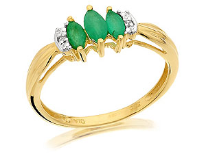 Unbranded 9ct-Gold-Diamond-And-Emerald-Ring-047508