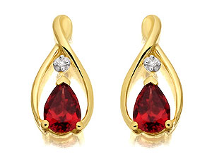 Unbranded 9ct-Gold-Diamond-And-Garnet-Drop-Earrings--15mm-070678