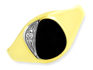 Unbranded 9ct-Gold-Diamond-and-Onyx-Signet-Ring-182978