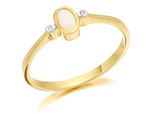 Unbranded 9ct-Gold-Diamond-And-Opal-Birthstone-Ring--October--180210