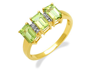 Unbranded 9ct-Gold-Diamond-And-Peridot-Ring-048231