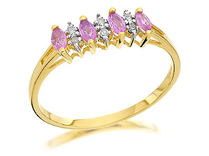 Unbranded 9ct-Gold-Diamond-And-Pink-Sapphire-Half-Eternity-Ring-048111