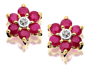 Unbranded 9ct-Gold-Diamond-And-Ruby-Earrings-070933