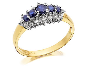 Unbranded 9ct-Gold-Diamond-And-Sapphire-Ring--20pts-046402