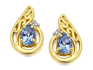 Unbranded 9ct-Gold-Diamond-And-Topaz-Earrings--14mm-070252