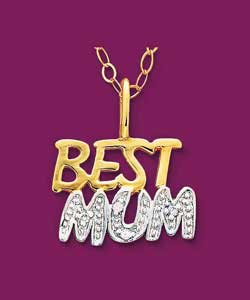 9ct Gold Diamond Best Mum; Pendant