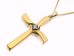 Unbranded 9ct-Gold-Diamond-Cross-And-Chain-045790