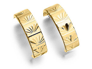 Unbranded 9ct-Gold-Diamond-Cut-Half-Hoop-Earrings-072604
