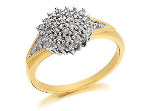 Unbranded 9ct-Gold-Diamond-Four-Tier-Cluster-Ring--40pts-049235