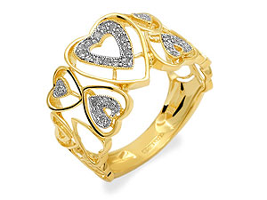 Unbranded 9ct-Gold-Diamond-Heart-Ring--18pts-046053