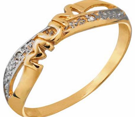 Unbranded 9ct Gold Diamond Mum Crossover Ring - Size M
