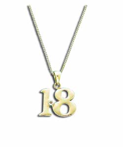 9ct Gold Diamond Set 18th Key Pendant
