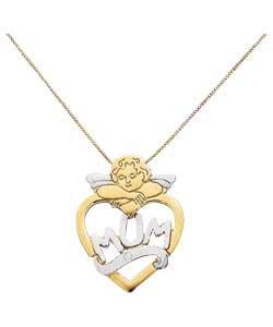 9ct Gold Diamond Set Guardian Angel Mum Pendant