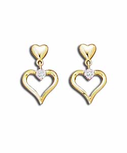 9ct Gold Diamond Set Heart Drops