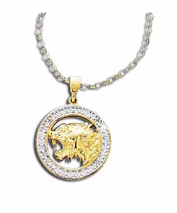 9ct Gold Diamond Set Rhodium Plated Pierced Panther Pendant