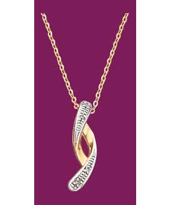 9ct Gold Diamond Set Twist Pendant