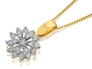 Unbranded 9ct-Gold-Diamond-Snowflake-Pendant-And-Chain--0.25ct-049812