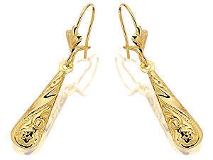 Unbranded 9ct-Gold-Dumbell-Drop-Continental-Fitting-Earrings--20mm-071244