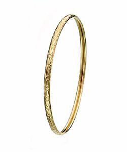 9ct Gold Embossed Heart Slave Bangle