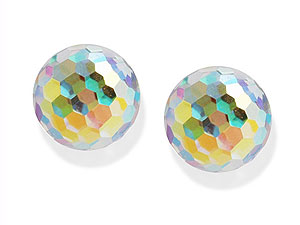 Unbranded 9ct-Gold-Facetted-Crystal-Ball-Earrings-070260