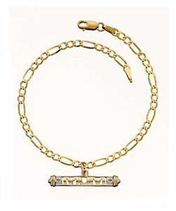 9ct Gold Figaro Mum T- Bar Bracelet